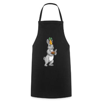 Gâteau d’anniversaire lapin - Tablier de cuisine - noir - Devant - AI Model Male 185 dark (185cm)