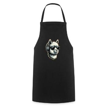 Alpaca llama with headphones and sunglasses - Cooking Apron - black - Front - AI Model Male 185 dark (185cm)