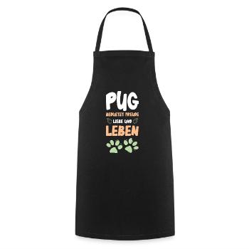 Pug Lebensfreude Design - Kochschürze - Schwarz - Vorne - AI Model Male 185 dark (185cm)
