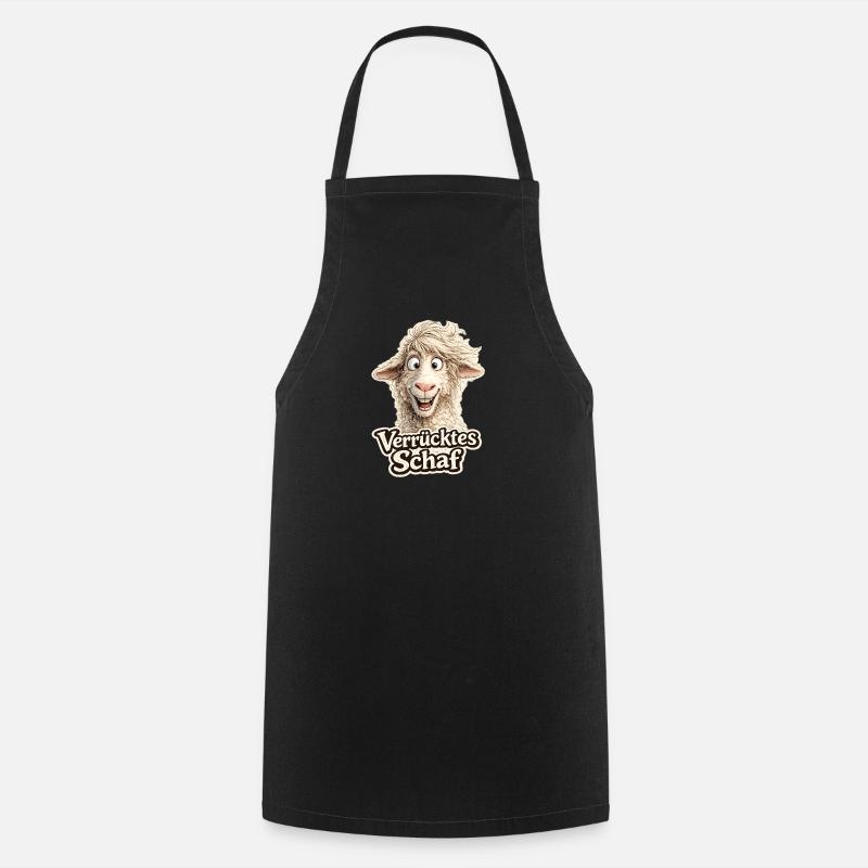 Crazy Sheep Motif - Cooking Apron - black