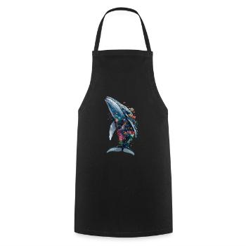 Lebendiges farbenfrohes künstlerisches Hai-Design - Kochschürze - Schwarz - Vorne - AI Model Male 185 dark (185cm)