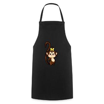Paire de singes pour partenaires - Femelle - Tablier de cuisine - noir - Devant - AI Model Male 185 dark (185cm)