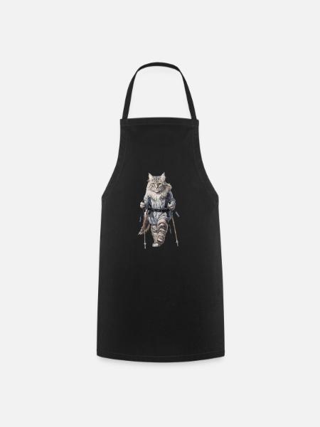 chat drôle, Randonnée, Marche nordique, Sports - Tablier de cuisine - noir