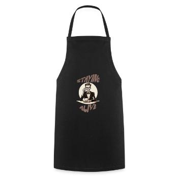 Staying alive skeleton drinks coffee fun caffeine - Cooking Apron - black - Front - AI Model Male 185 dark (185cm)