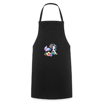 Petite Sirène avec des Fleurs - Tablier de cuisine - noir - Devant - AI Model Male 185 dark (185cm)