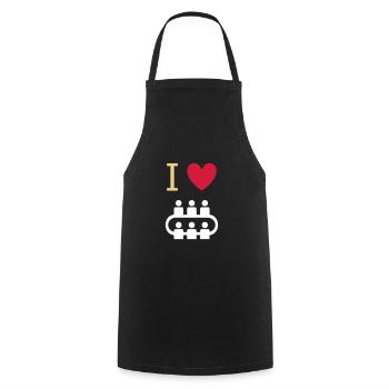 ★ Design colors changeable ★ I love meetings - Cooking Apron - black - Front - AI Model Male 185 dark (185cm)