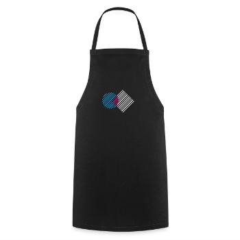 Linienmuster / Kreis, Quadrat / Blau, weiß, pink - Kochschürze - Schwarz - Vorne - AI Model Male 185 dark (185cm)