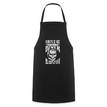 Snorkeling Skull Be Nice To a Diver - Tablier de cuisine - noir - Devant - AI Model Male 185 dark (185cm)