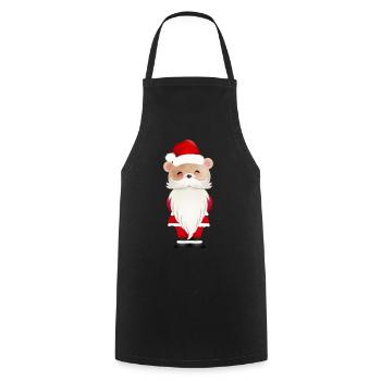LITTLE CHRISTMAS BEAR WITH SANTA HAT AND BEARD - Cooking Apron - black - Front - AI Model Male 185 dark (185cm)