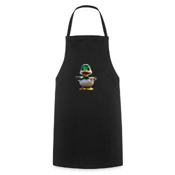 Mascotte du canard à tête verte - Tablier de cuisine - noir - Devant - AI Model Male 185 dark (185cm)