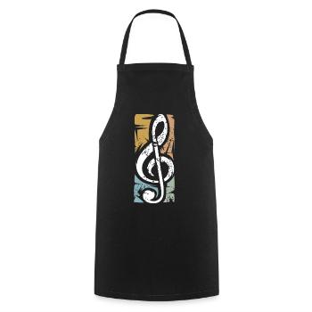 clef vintage – conception de symboles musicaux - Tablier de cuisine - noir - Devant - AI Model Male 185 dark (185cm)