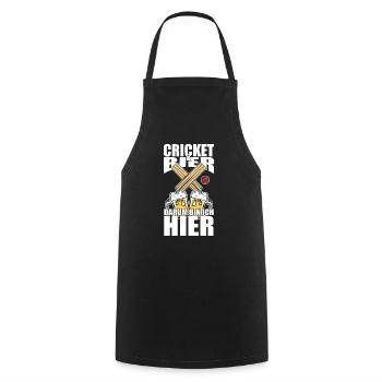Lustiger Spruch Cricket Bier darum bin ich hier - Kochschürze - Schwarz - Vorne - AI Model Male 185 dark (185cm)