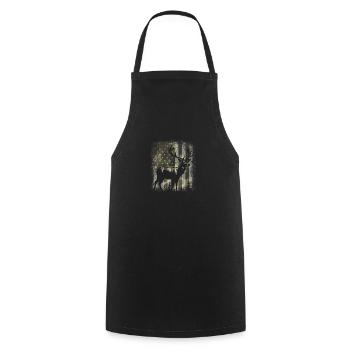 Camo US Flag Deer Elk Buck Camoflage Hunting - Cooking Apron - black - Front - AI Model Male 185 dark (185cm)
