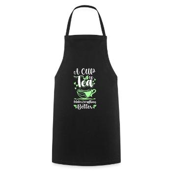 Teacup Relaxation Tea Lovers Winter - Cooking Apron - black - Front - AI Model Male 185 dark (185cm)