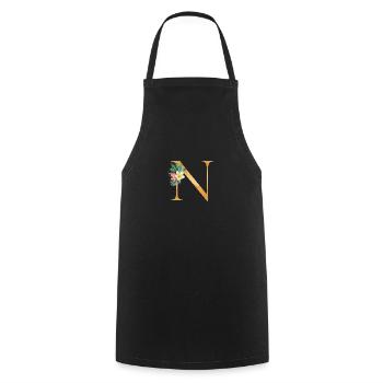Personalisierbar Monogramm N Tropisch Botanik - Kochschürze - Schwarz - Vorne - AI Model Male 185 dark (185cm)