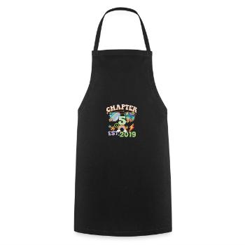 Turning 5 5th Birthday Retro Theme Peace Sign - Cooking Apron - black - Front - AI Model Male 185 dark (185cm)