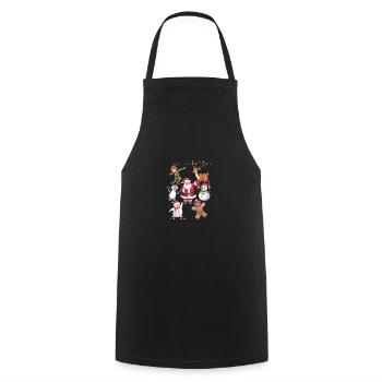 Dabbing Santa Elf Friends Christmas Squad Pajama - Cooking Apron - black - Front - AI Model Male 185 dark (185cm)