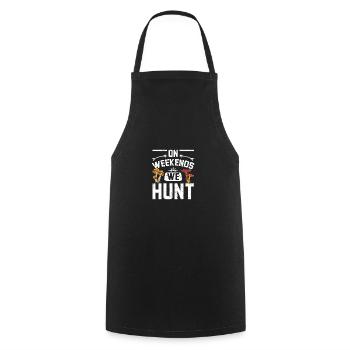 On weekends we hunt mushrooms - Cooking Apron - black - Front - AI Model Male 185 dark (185cm)