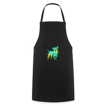 colorful splash art dog lover chihuahua - Kochschürze - Schwarz - Vorne - AI Model Male 185 dark (185cm)