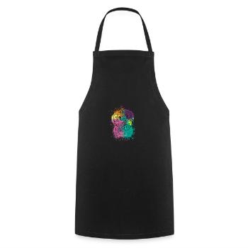 Colorful Splash Art Dog Lover Yorkie - Cooking Apron - black - Front - AI Model Male 185 dark (185cm)