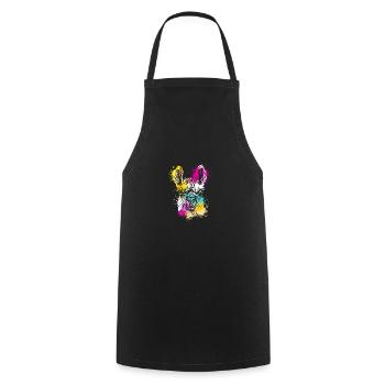 Colorful Splash Art Farm animals alpaca Llama head - Cooking Apron - black - Front - AI Model Male 185 dark (185cm)