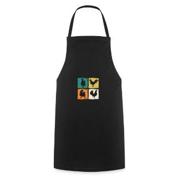 Chicken Rooster - Cooking Apron - black - Front - AI Model Male 185 dark (185cm)