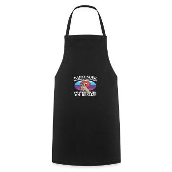 La barmaid en sait plus qu’elle ne le dit Remarque plus - Tablier de cuisine - noir - Devant - AI Model Male 185 dark (185cm)