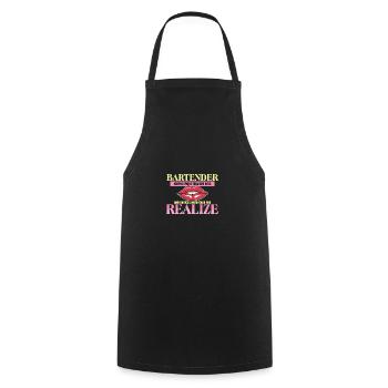 La barmaid en sait plus qu’elle ne le dit - Tablier de cuisine - noir - Devant - AI Model Male 185 dark (185cm)