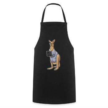 Känguru Sekretärin Laptop Büro - Kochschürze - Schwarz - Vorne - AI Model Male 185 dark (185cm)