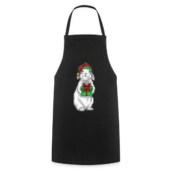 Forfait Noël lapin - Tablier de cuisine - noir - Devant - AI Model Male 185 dark (185cm)