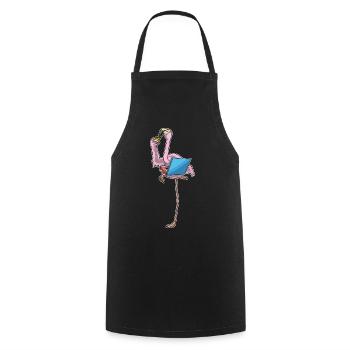 Pizza aux flamants roses - Tablier de cuisine - noir - Devant - AI Model Male 185 dark (185cm)