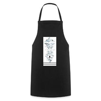 Penguin in Mountains asks But Why - Cooking Apron - black - Front - AI Model Male 185 dark (185cm)