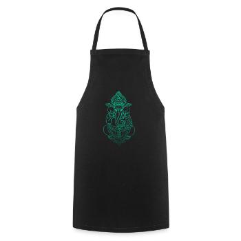Psy Trance Psychedelic GOA Ganesha Shiva Buddha - Cooking Apron - black - Front - AI Model Male 185 dark (185cm)