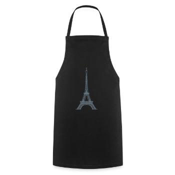 Eiffel Tower - Paris, France - Simple Pixel Style - Cooking Apron - black - Front - AI Model Male 185 dark (185cm)