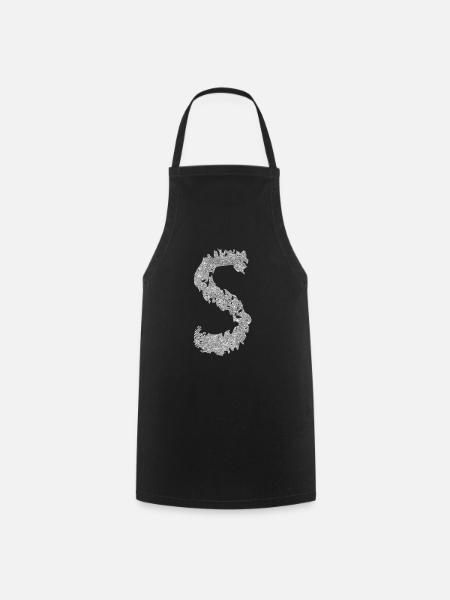 Letter S Gift Name - Cooking Apron - black