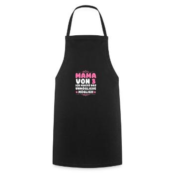 Mom of 3 children - Cooking Apron - black - Front - AI Model Male 185 dark (185cm)