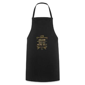 Girl's name Ariane - Cooking Apron - black - Front - AI Model Male 185 dark (185cm)