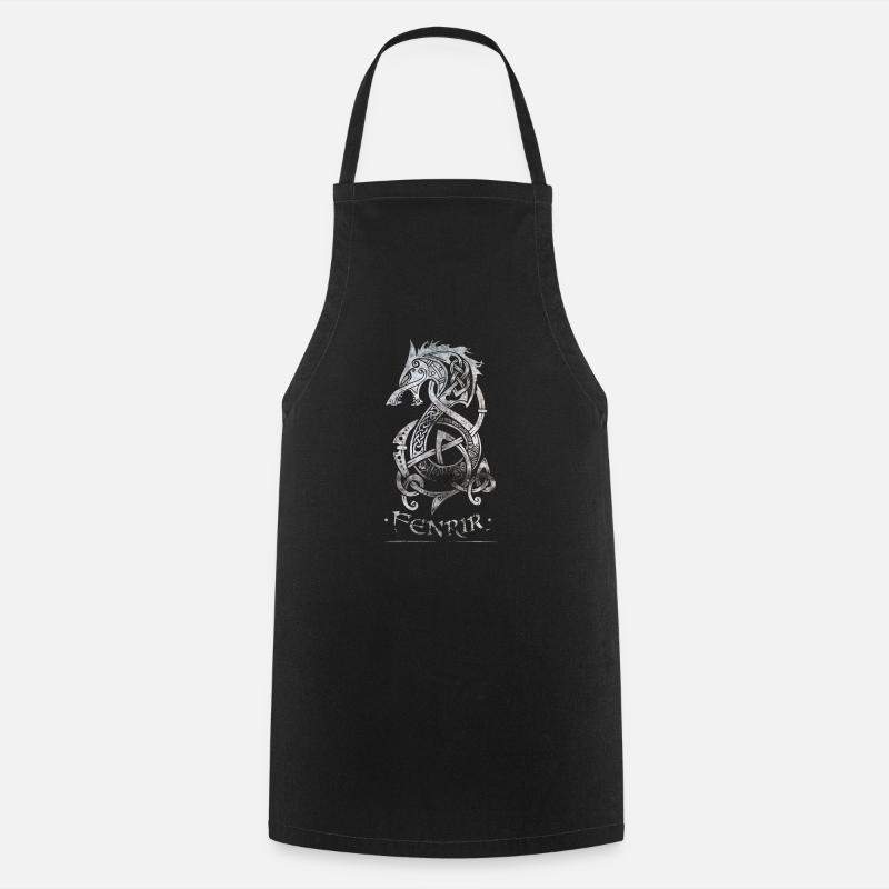 Fenrir Wolf - Oldstyle Walhalla Design - Kochschürze - Schwarz