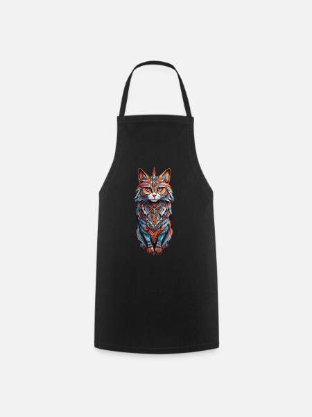Mystische Katze Schamanismus & Spirit Design - Kochschürze - Schwarz