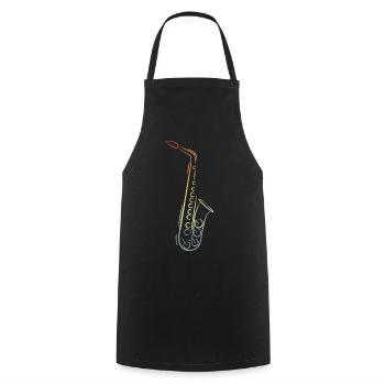 Vintage Saxophone Drawing - Cooking Apron - black - Front - AI Model Male 185 dark (185cm)