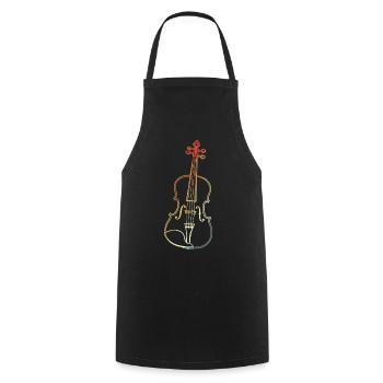 Vintage Violin Drawing - Cooking Apron - black - Front - AI Model Male 185 dark (185cm)