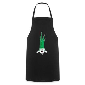 Joyeux poireau Dessin animé Légumes Végétalien - Tablier de cuisine - noir - Devant - AI Model Male 185 dark (185cm)