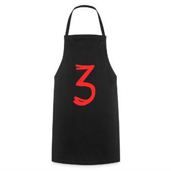 3 YEARS. 3RD ANNIVERSARY. BIRTHDAY 3 YEARS. THREE - Cooking Apron - black - Front - AI Model Male 185 dark (185cm)