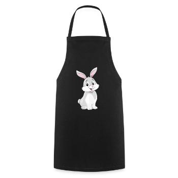 Mignon lapin souriant - Tablier de cuisine - noir - Devant - AI Model Male 185 dark (185cm)
