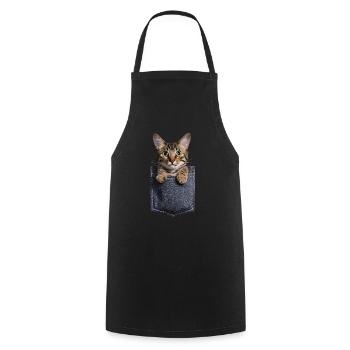 Exotische Kurzhaarkatze in der Tasche Geschenk - Kochschürze - Schwarz - Vorne - AI Model Male 185 dark (185cm)