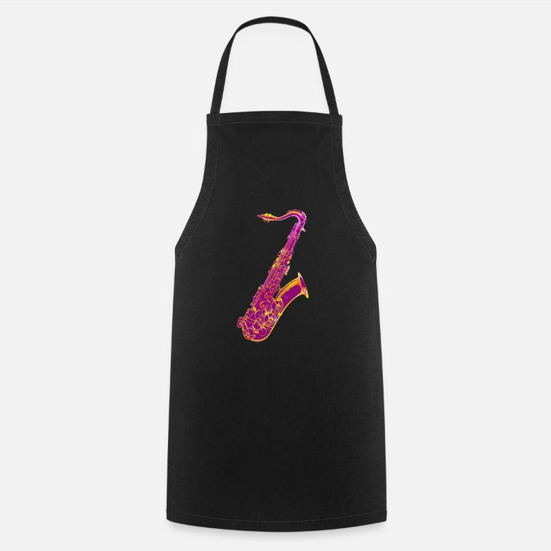 Saxophone - Tablier de cuisine - noir
