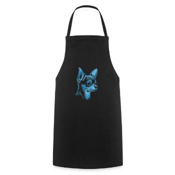 Chihuahua, Shorthair, Dog Head, Drawing Blue - Cooking Apron - black - Front - AI Model Male 185 dark (185cm)