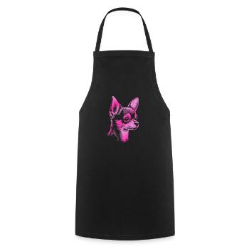Chihuahua, Shorthair, Dog Head, Drawing pink - Cooking Apron - black - Front - AI Model Male 185 dark (185cm)