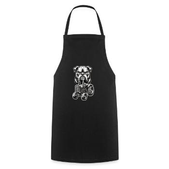 Tractor with Bulldog – Strong design for real fans - Cooking Apron - black - Front - AI Model Male 185 dark (185cm)
