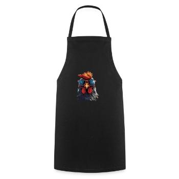 Drôle de poulet avec des lunettes de soleil - Tablier de cuisine - noir - Devant - AI Model Male 185 dark (185cm)